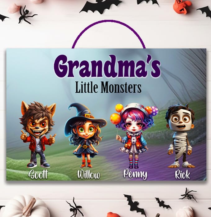 Personalized Halloween Sign - Grandma's Little Monsters | Famiy Picture | Grandparent Gift