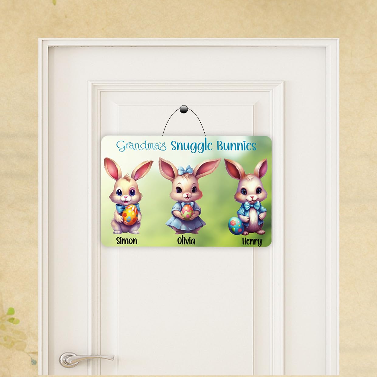 Personalized Easter Bunny Sign | Easter and Spring Décor for Door or Wall  | Grandma Gift |
