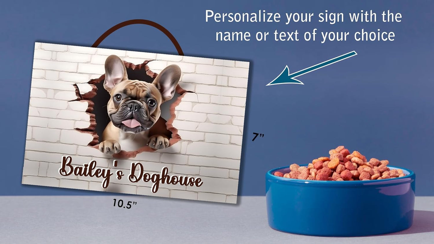 Personalized Frenchie Dog Sign Wall Art, Custom French Bulldog Sign, Personalized Frenchie Dog Door Plaque, Customized French Bulldog Gift