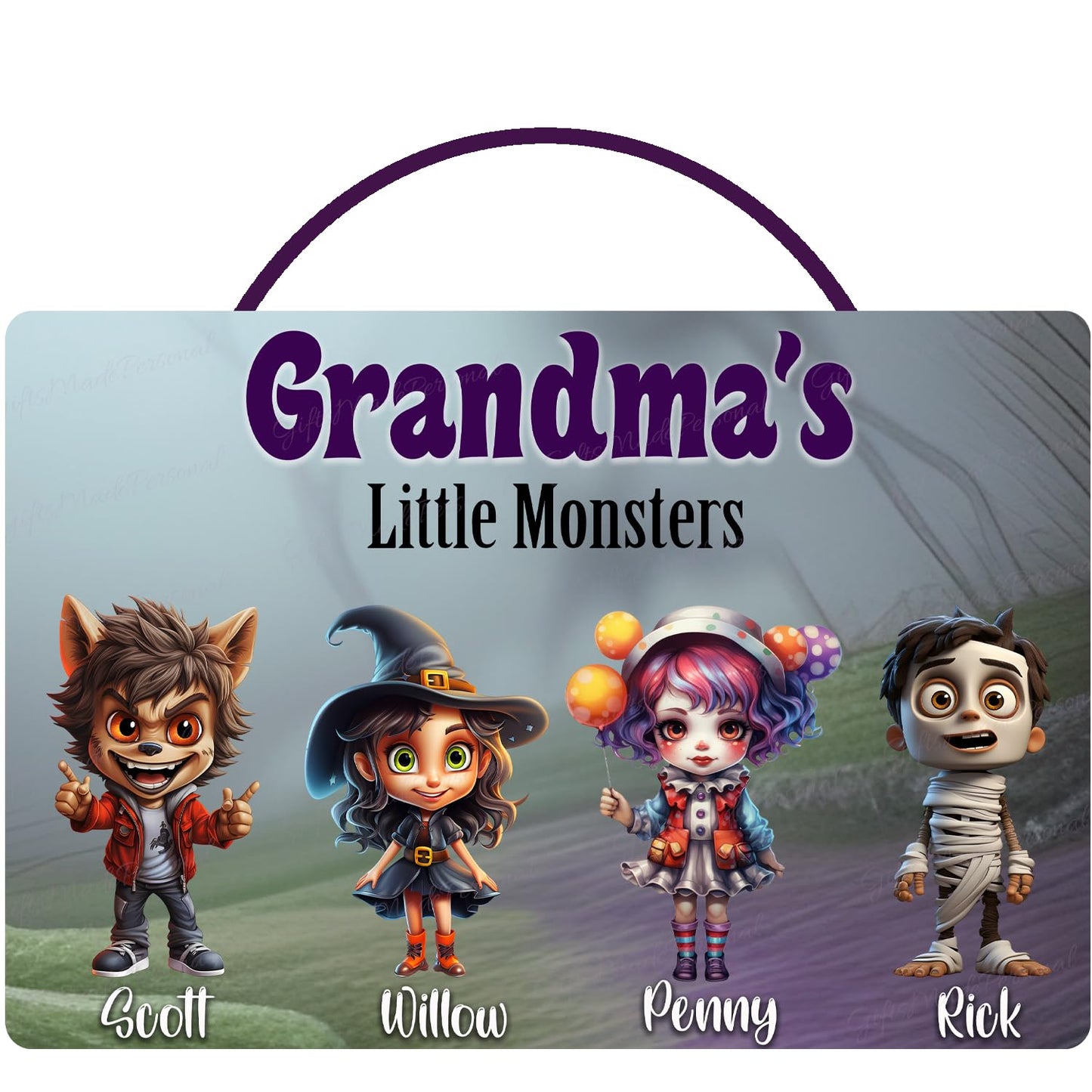 Personalized Halloween Sign - Grandma's Little Monsters | Famiy Picture | Grandparent Gift