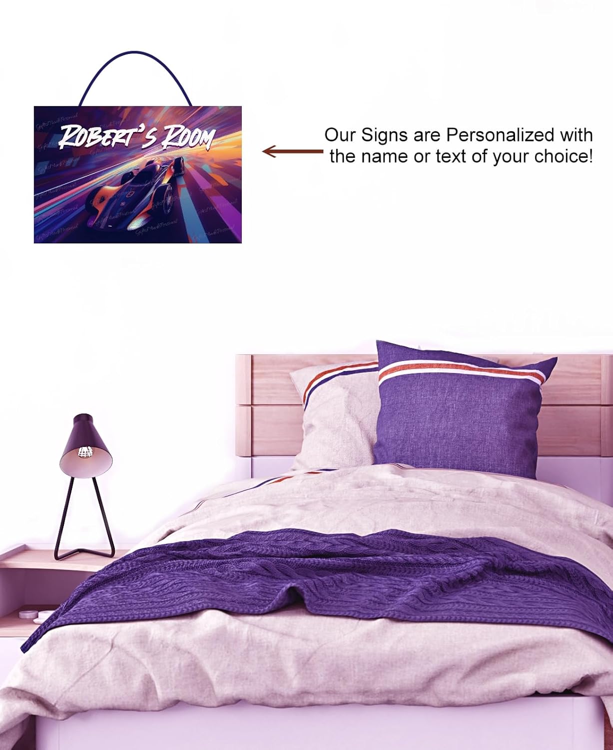 Personalized Racing Sign for Kid Bedroom | Racecar Room Decor Wall Art Gift | Custom Decorations