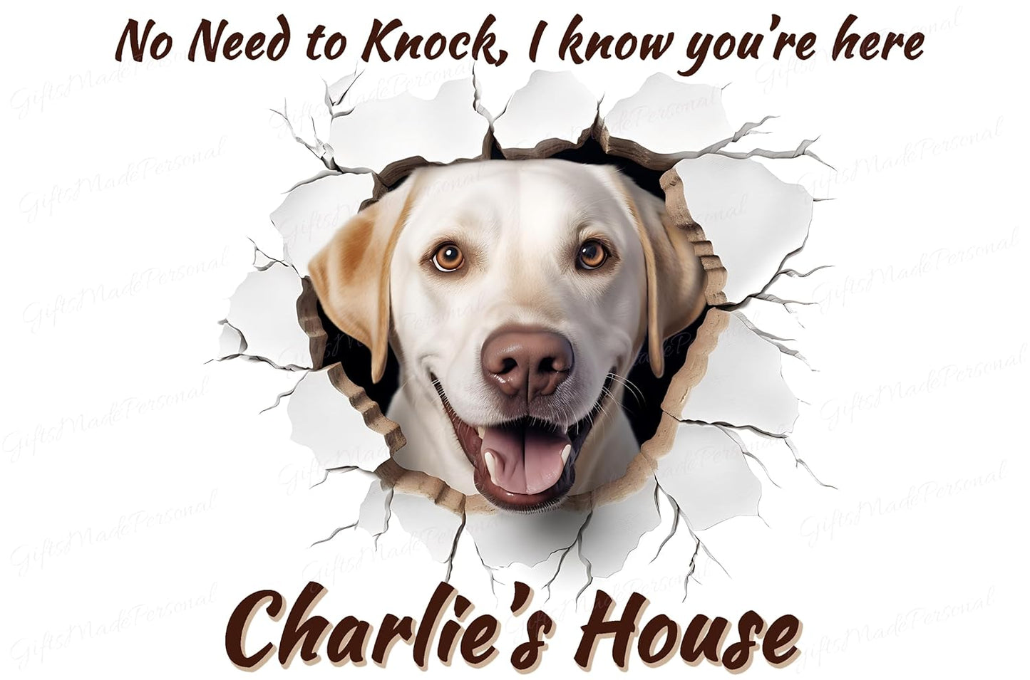 Pesonalized Yellow Lab Sign, Funny Yellow Labrador Sign, Personalized Pet Sign, Custom Dog Gifts, Yellow Labrador Gifts, Humorous Labrador No Knock Sign, Personalized Pet Gifts