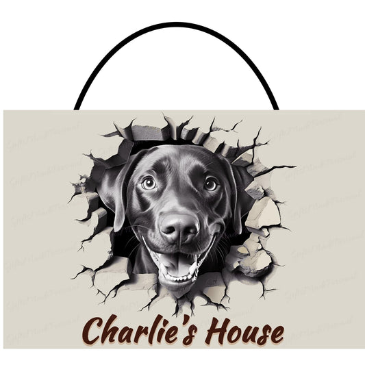 Dog Name Sign | Personalized Black Lab Sign | Black Labrador Sign | Custom Pet Gifts | Black Lab Dog Personalized Art | Personalized Pet Gifts for Living Room Bathroom Kitchen Home