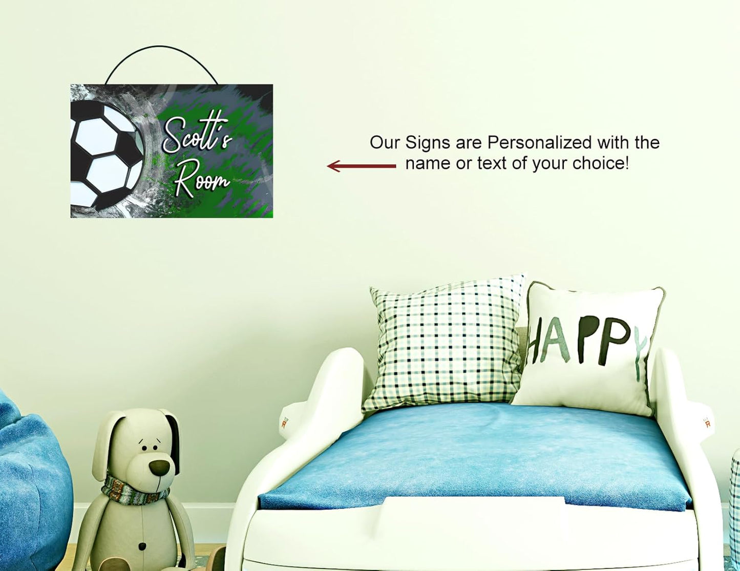 Personalized Soccer Sign, Custom Soccer Wall Art, Personalized Wall Sign, Soccer Decor for Bedroom, Personalized Football Door Plaque, Customized Soccer Gift, Graffiti Soccer