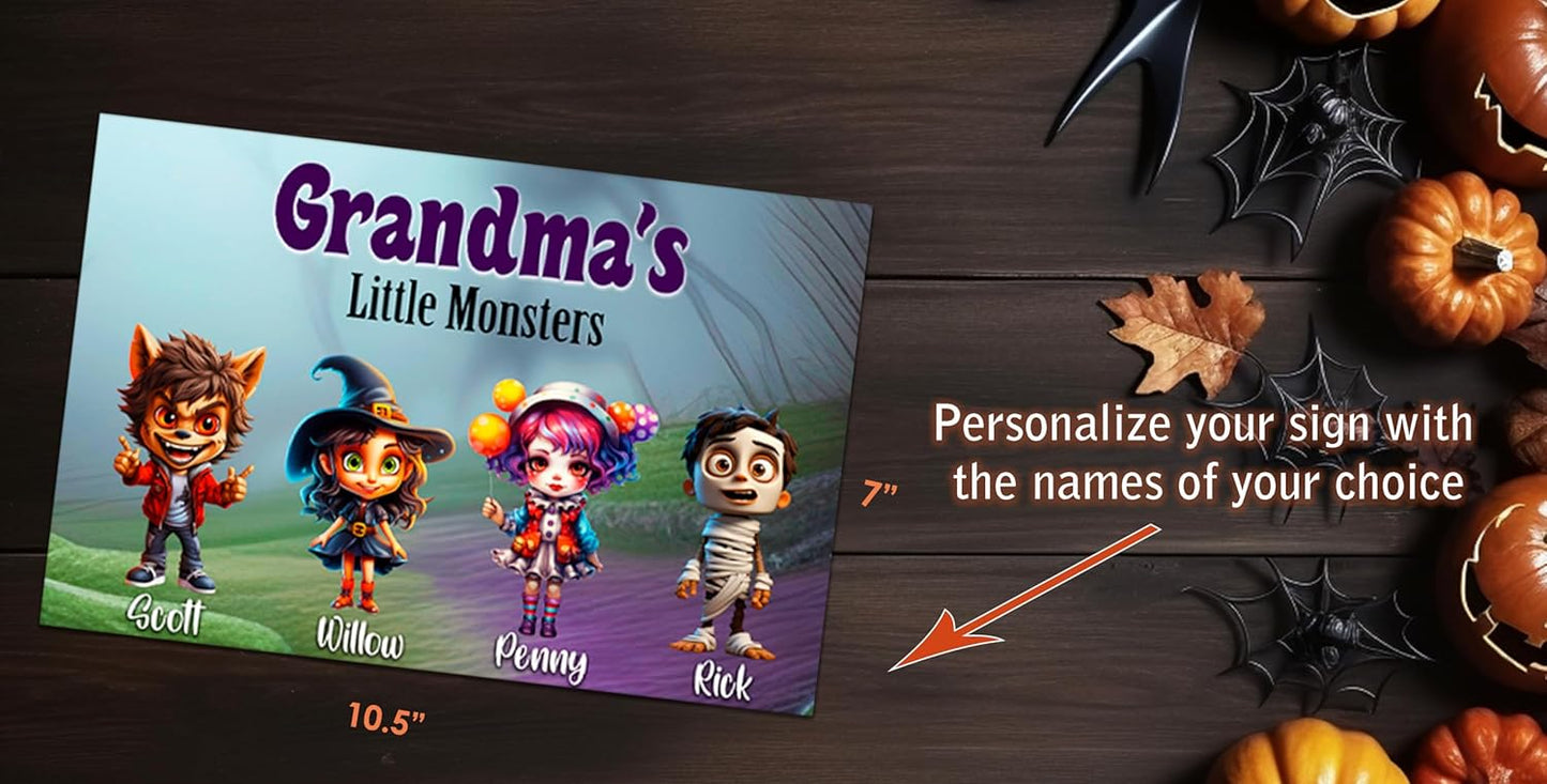 Personalized Halloween Sign - Grandma's Little Monsters | Famiy Picture | Grandparent Gift