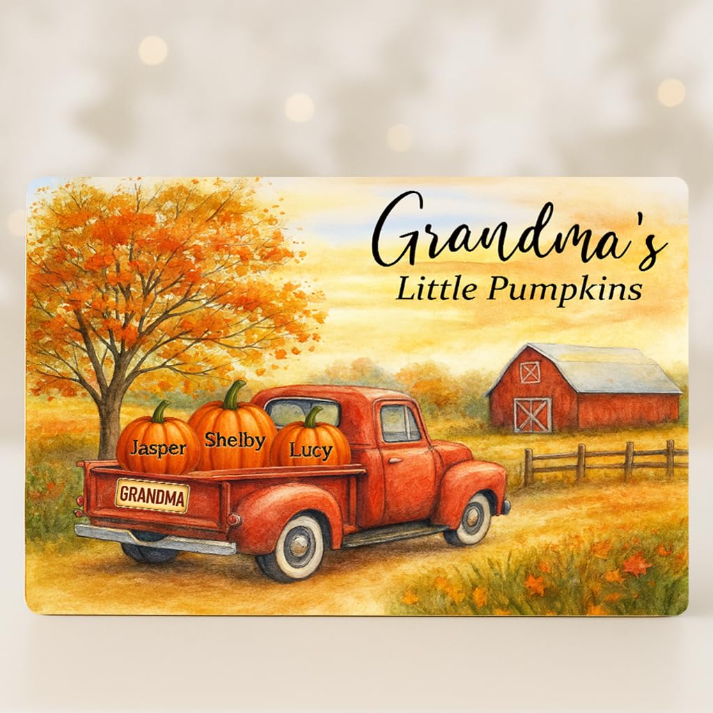 Grandma's Little Pumpkins Sign - Personalized with Grandkids Names