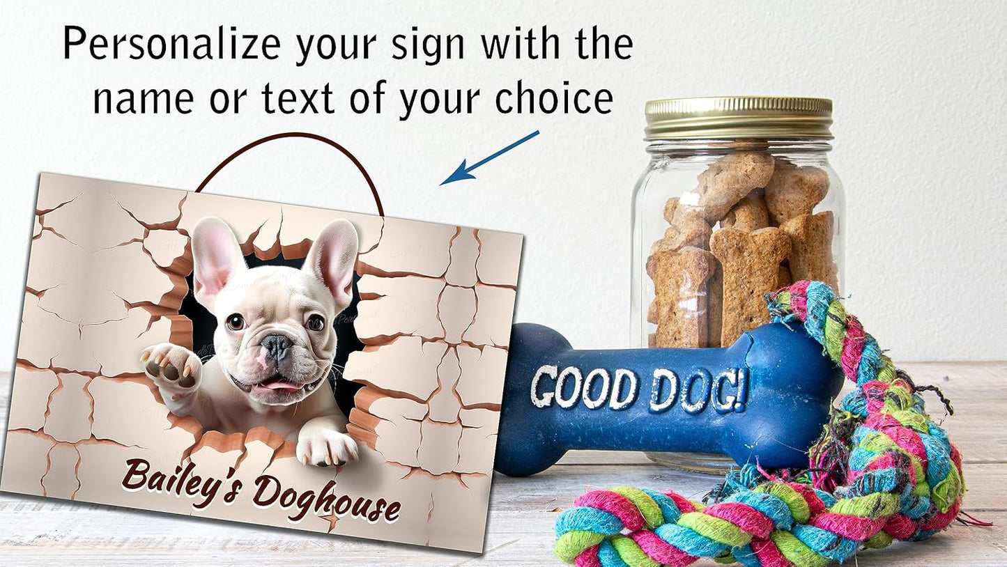 Personalized Frenchie Dog Pup Sign Wall Art, Custom French Bulldog Sign, Personalized Frenchie Dog Door Plaque, Customized French Bulldog Gift