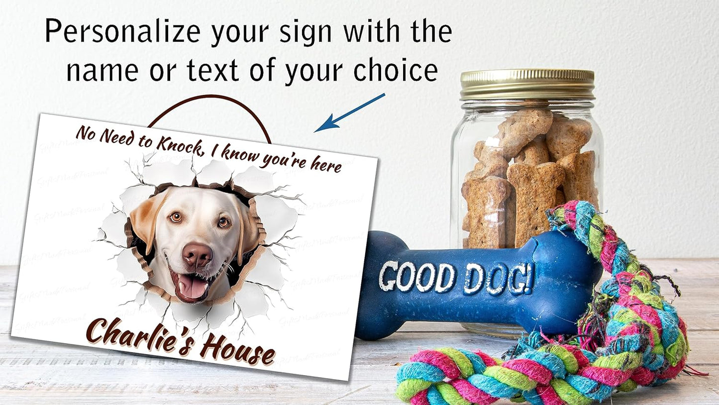 Pesonalized Yellow Lab Sign, Funny Yellow Labrador Sign, Personalized Pet Sign, Custom Dog Gifts, Yellow Labrador Gifts, Humorous Labrador No Knock Sign, Personalized Pet Gifts