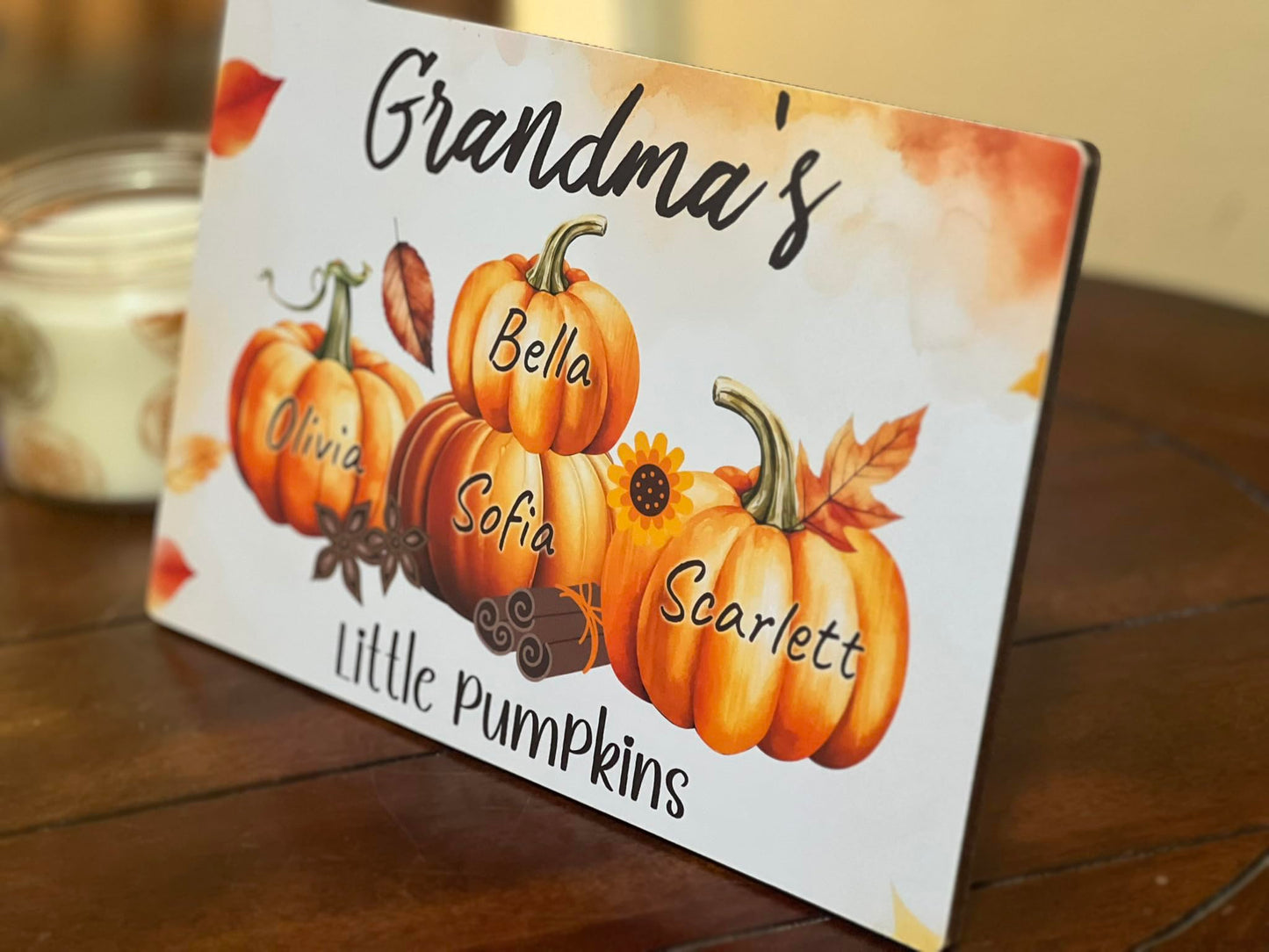 Personalized Grandma's Pumpkin Patch Sign | Custom Grandparent Gift | Fall Home Decor