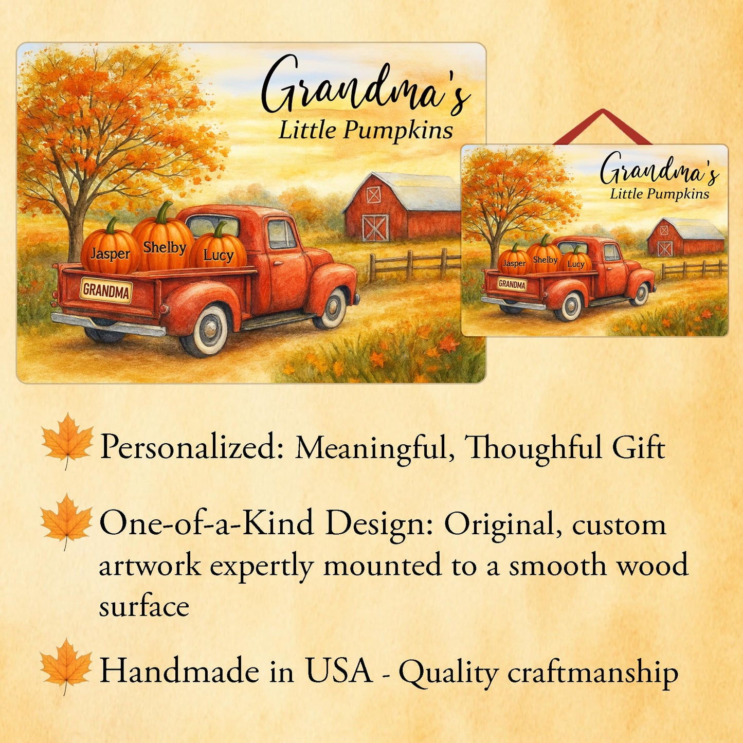 Grandma's Little Pumpkins Sign - Personalized with Grandkids Names