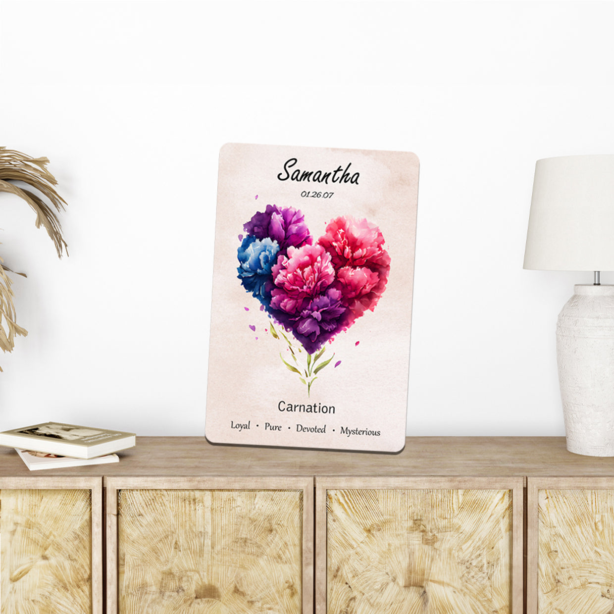 Personalized Carnation Birthday Month Sign | Custom Wood Sign