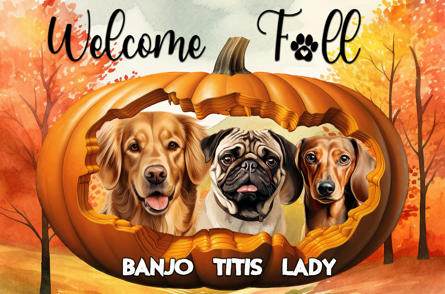 Personalized Pumpkin Dog Sign