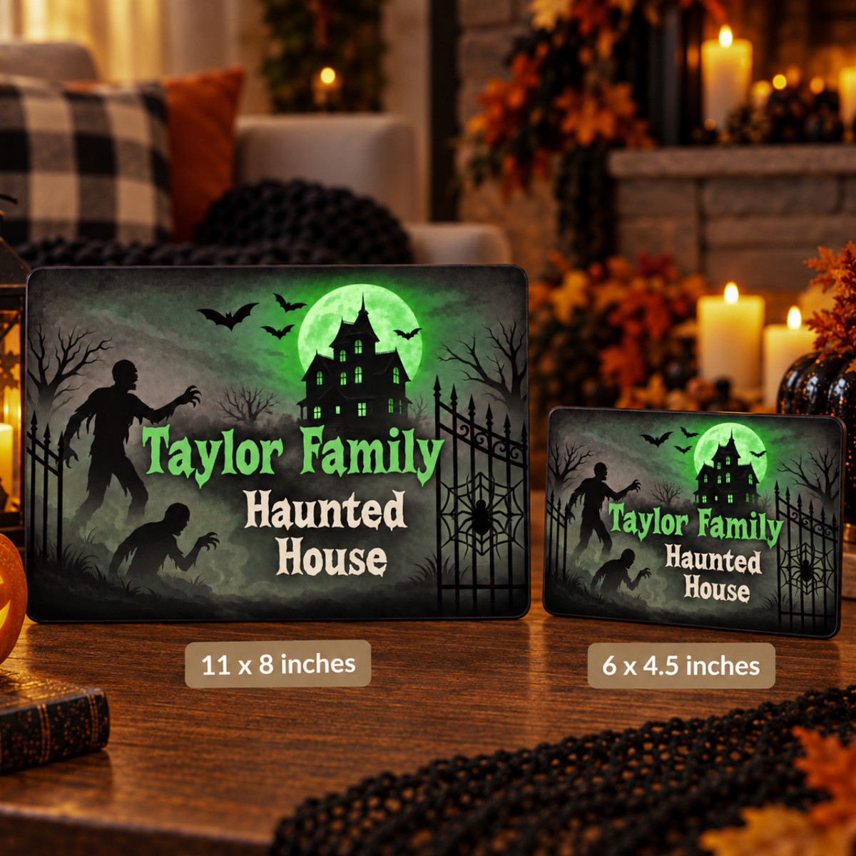 Personalized Halloween Family Decor Sign - Zombie Haunted House
