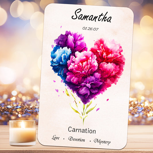 Personalized Carnation Birthday Month Sign | Custom Wood Sign