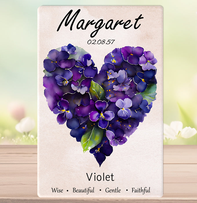 Personalized Birth Month Flower Heart Sign, a Unique Gift for Birthday, Valentine, Mother's Day
