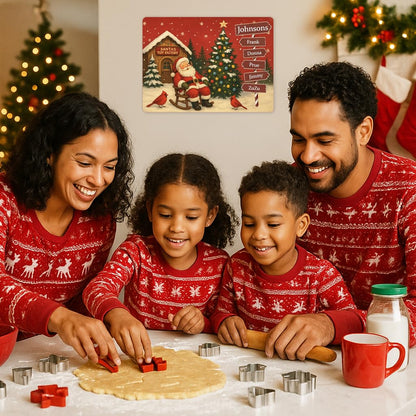 Personalized Sleeping Santa Family Sign | Custom Christmas Signpost