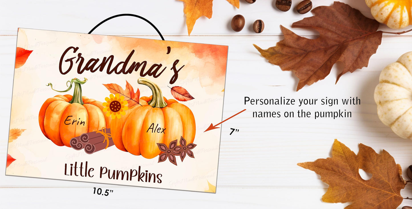 Personalized Grandma's Pumpkin Patch Sign | Custom Grandparent Gift | Fall Home Decor