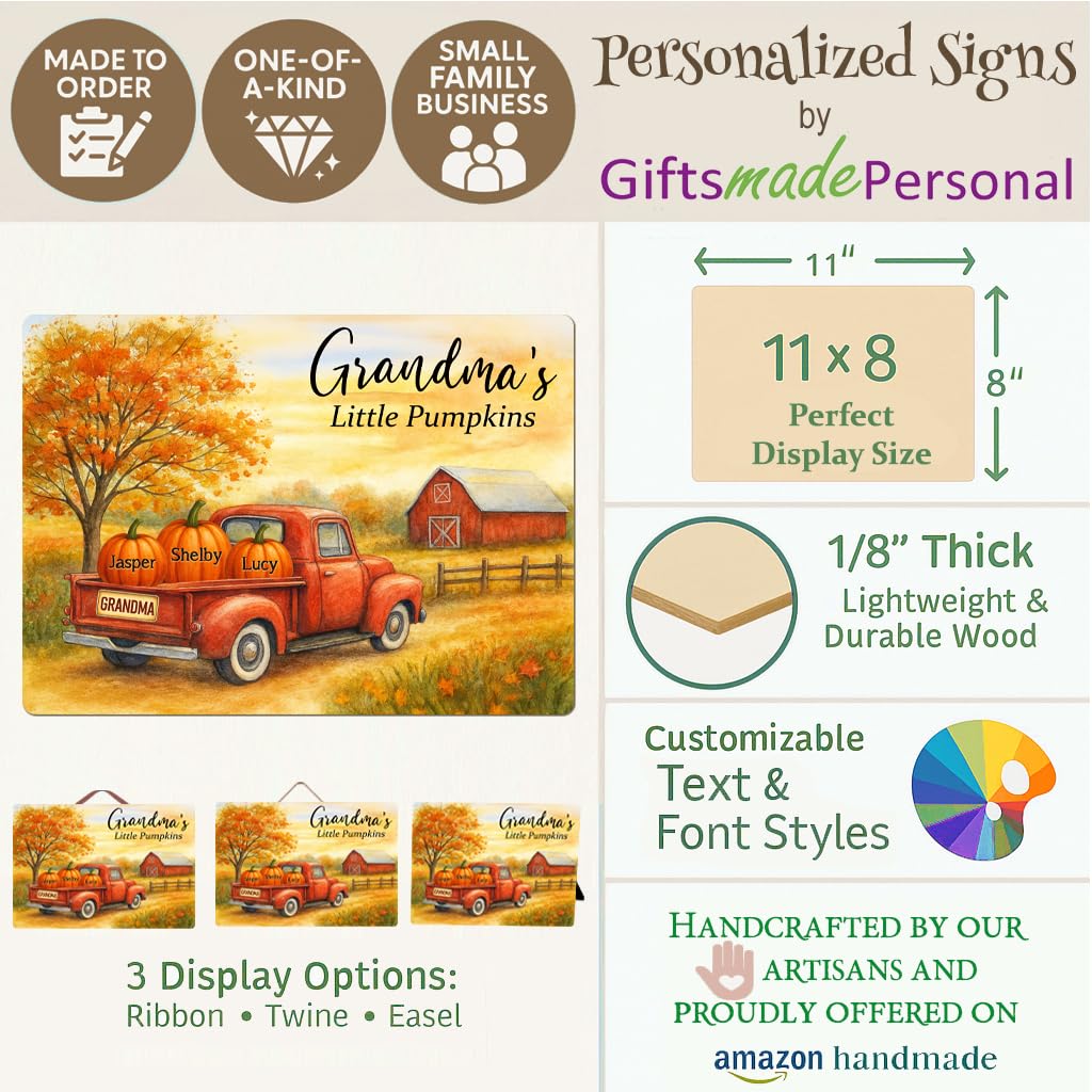 Grandma's Little Pumpkins Sign - Personalized with Grandkids Names