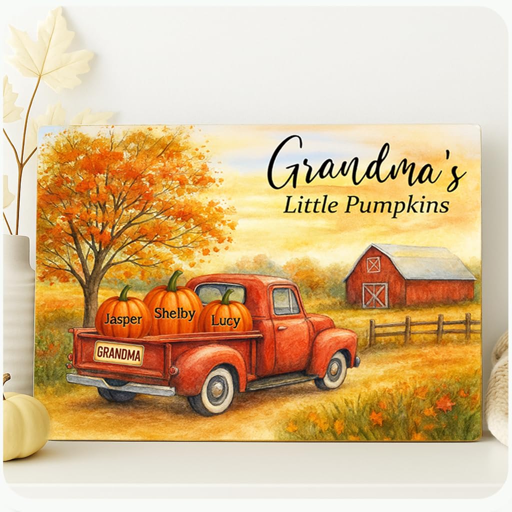 Grandma's Little Pumpkins Sign - Personalized with Grandkids Names
