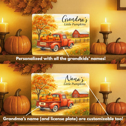 Grandma's Little Pumpkins Sign - Personalized with Grandkids Names