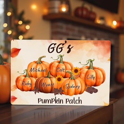 Personalized Grandma's Pumpkin Patch Sign | Custom Grandparent Gift | Fall Home Decor