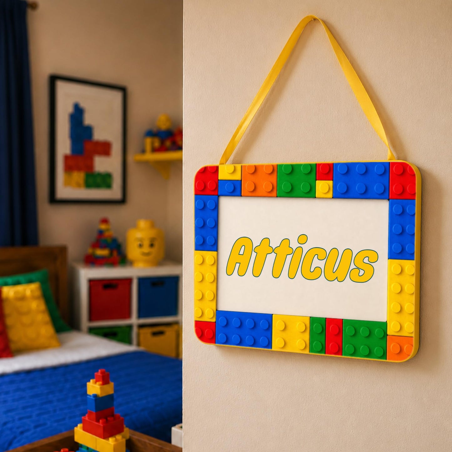 Building Block Bedroom Decor Kids Personalized Name Sign