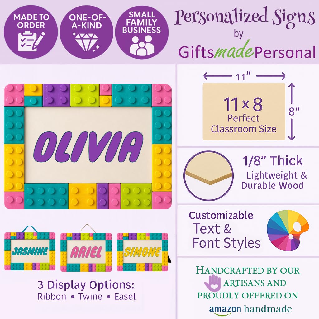 Brick Theme Pastel Room Decor Personalized Name Sign