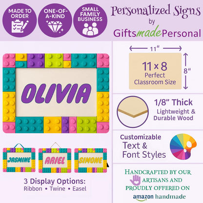 Brick Theme Pastel Room Decor Personalized Name Sign