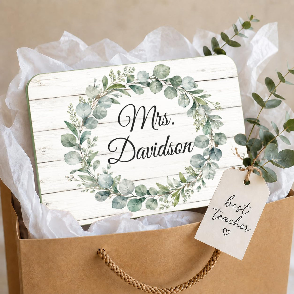 Eucalyptus Botanical Classroom Decor - Teacher Door Name Sign