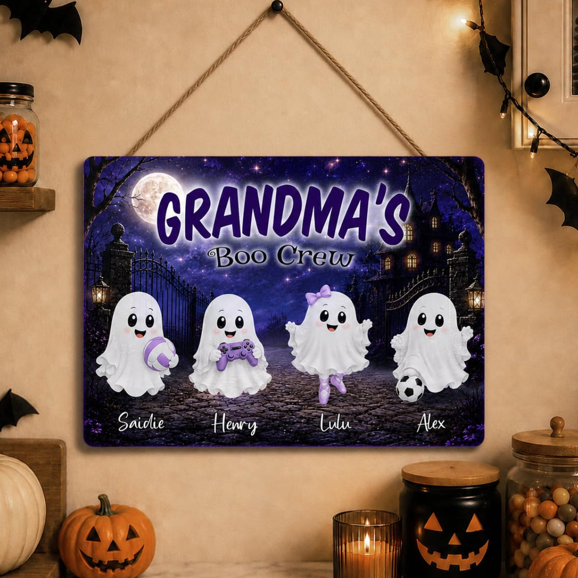 Spooky Cute Fall Decor - Grandma's Boo Crew Personalized Sign