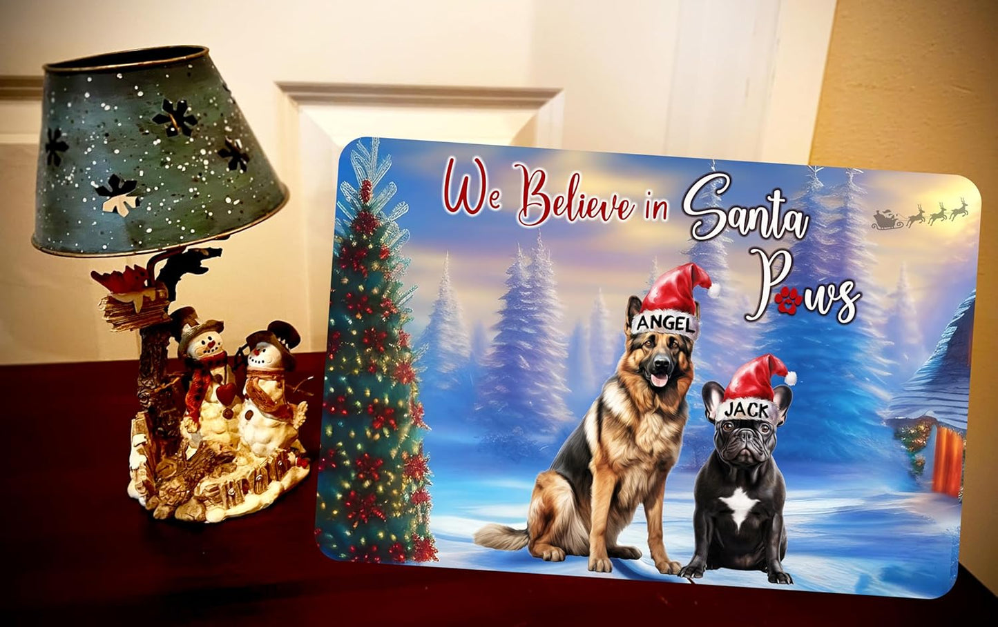 Personalized Christmas Santa Dog Sign | Pet Portrait | Holiday Décor | Dog Lover Gift