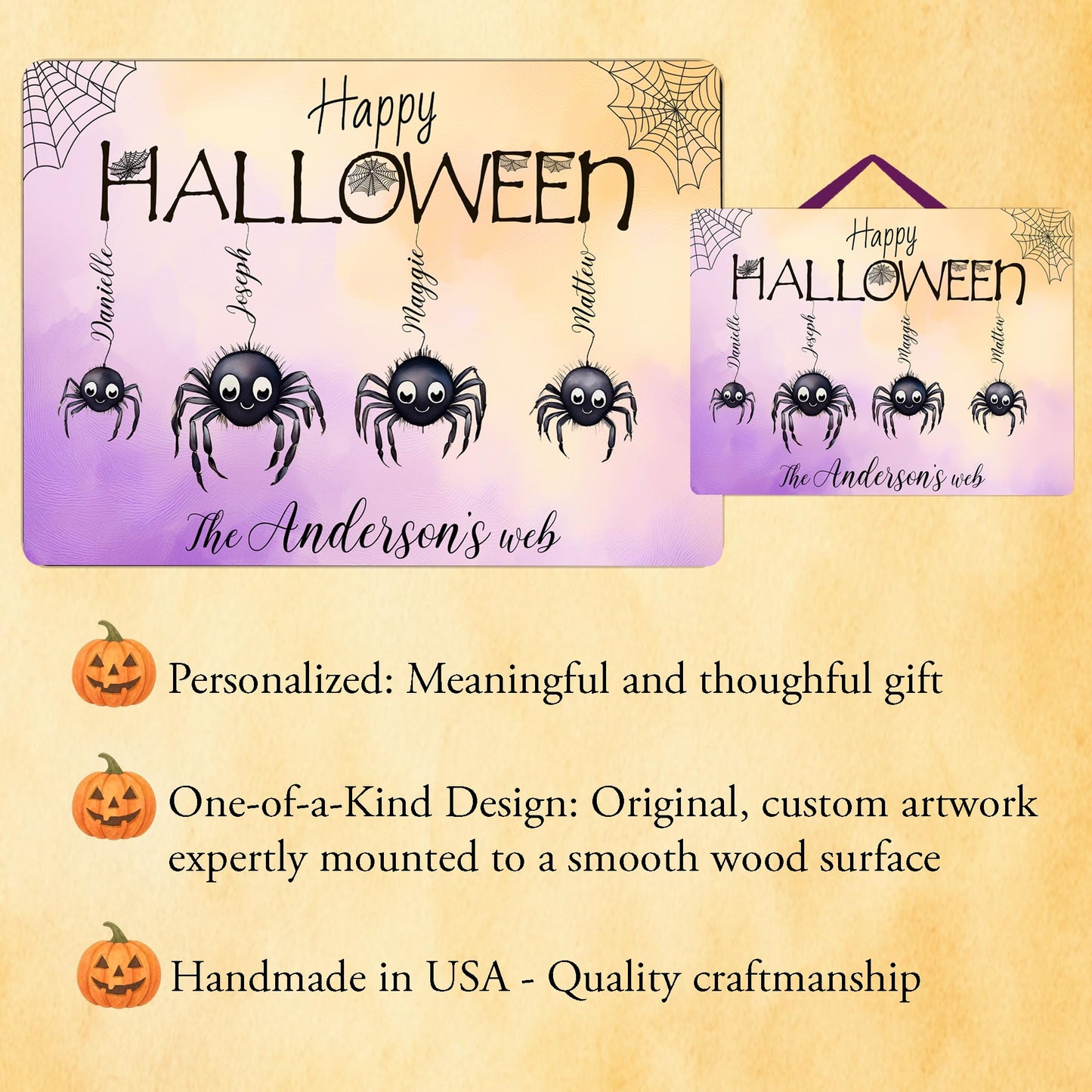 Personalized Halloween Spider Family Sign