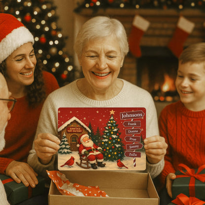 Personalized Sleeping Santa Family Sign | Custom Christmas Signpost