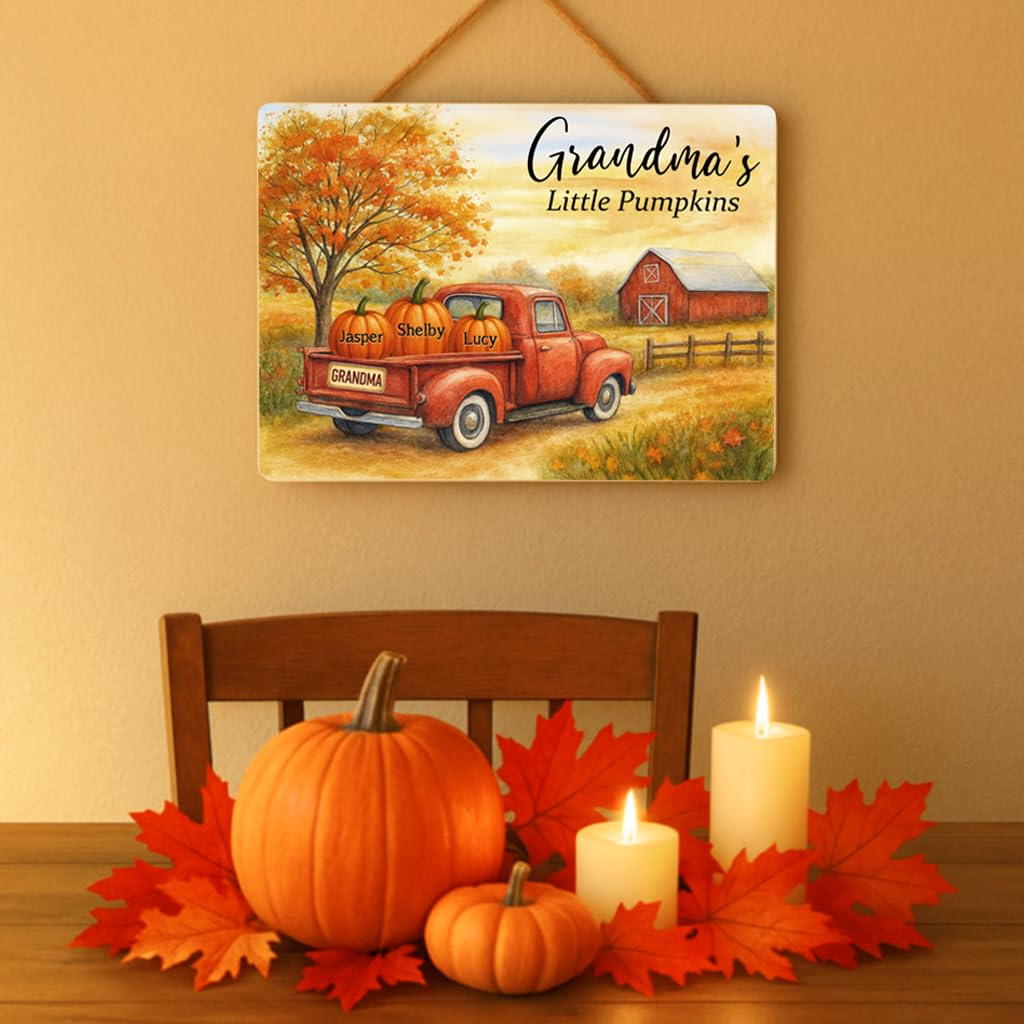 Grandma's Little Pumpkins Sign - Personalized with Grandkids Names