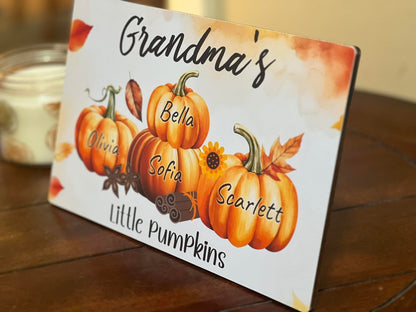 Personalized Grandma's Pumpkin Patch Sign | Custom Grandparent Gift | Fall Home Decor