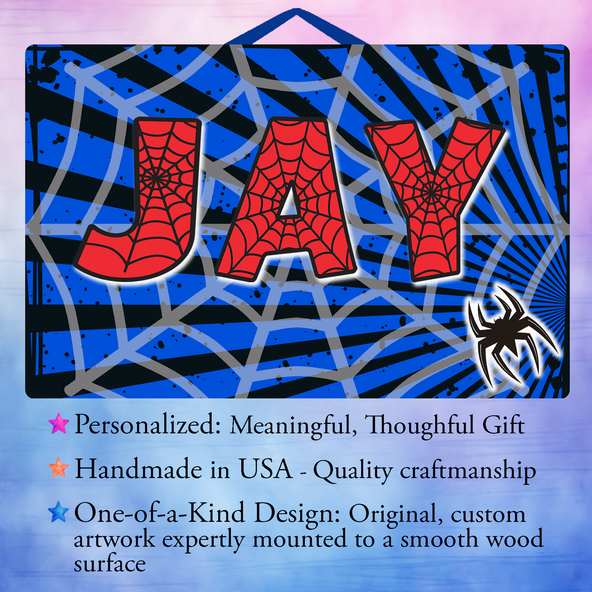 Personalized Superhero Sign - Custom Spider Web Name