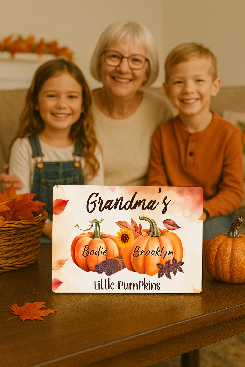 Personalized Grandma's Pumpkin Patch Sign | Custom Grandparent Gift | Fall Home Decor