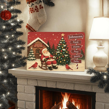Personalized Sleeping Santa Family Sign | Custom Christmas Signpost