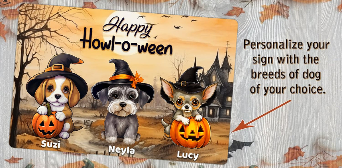 Halloween Dog Sign - Personalized Spooky Cute Fall Decor