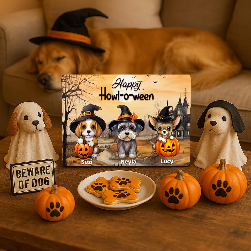Halloween Dog Sign - Personalized Spooky Cute Fall Decor