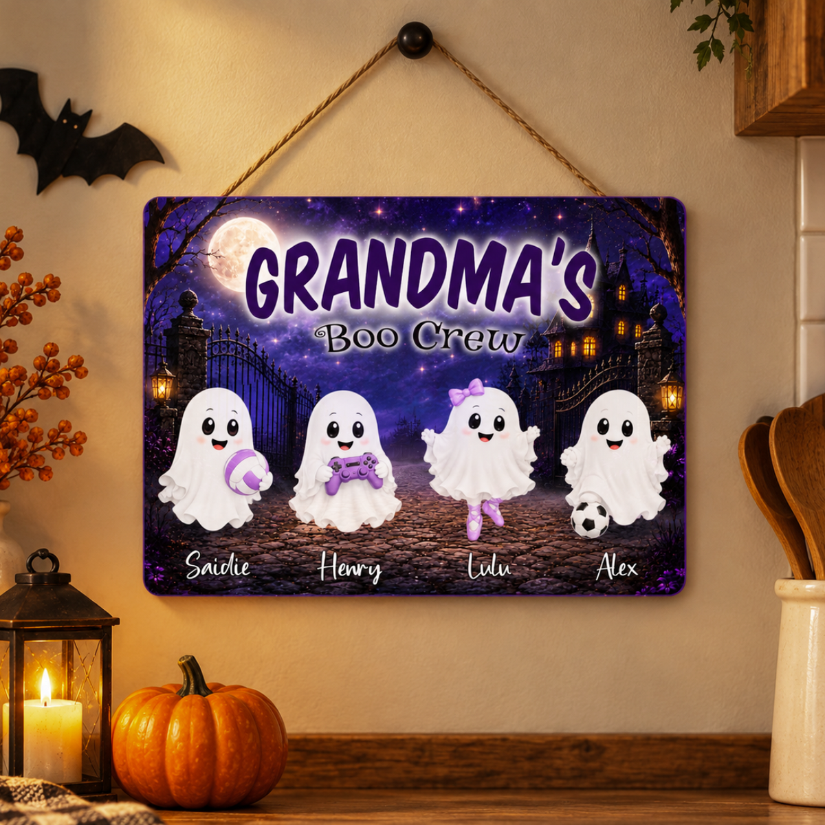 Spooky Cute Fall Decor - Grandma's Boo Crew Personalized Sign