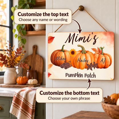 Personalized Pumpkin Patch Sign - Custom Family Fall Décor - Grandparent Gift - Little Pumpkins Plaque