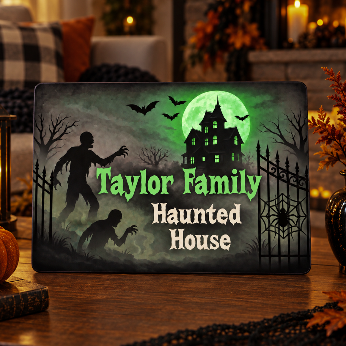 Personalized Halloween Family Decor Sign - Zombie Haunted House