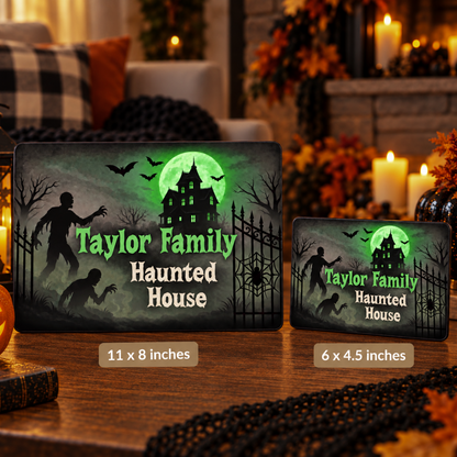 Personalized Halloween Family Decor Sign - Zombie Haunted House