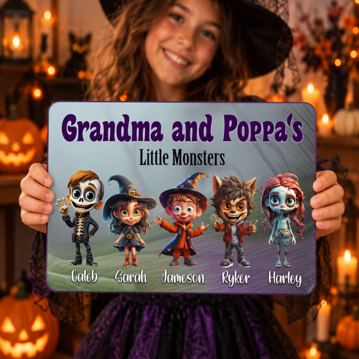 Personalized Halloween Sign - Grandma's Little Monsters Grandparent Gift