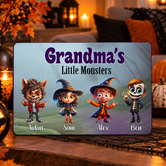 Personalized Halloween Sign - Grandma's Little Monsters Grandparent Gift