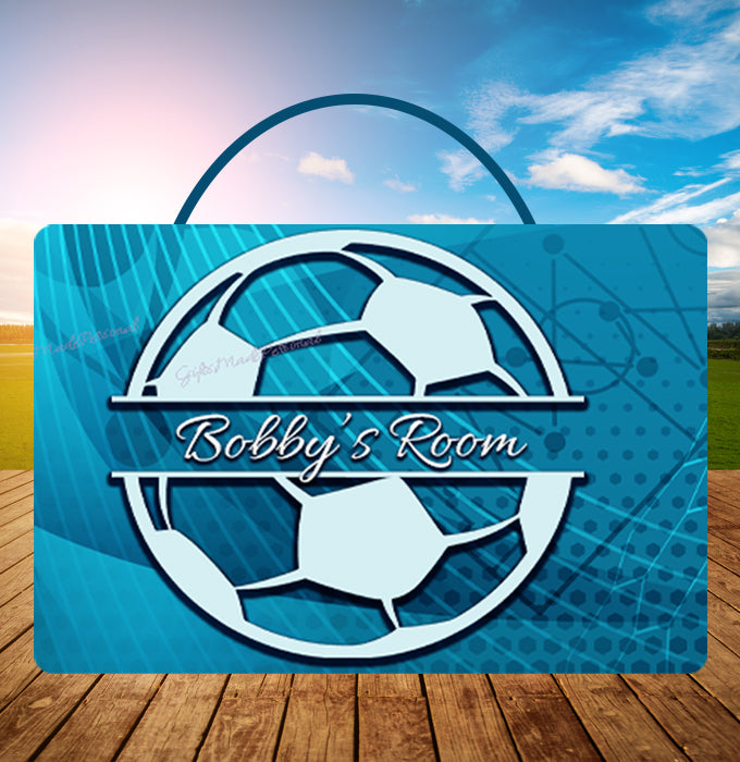 Custom Soccer Ball Name Sign for Kid's Door or Wall | Personalized Children’s Bedroom Decor