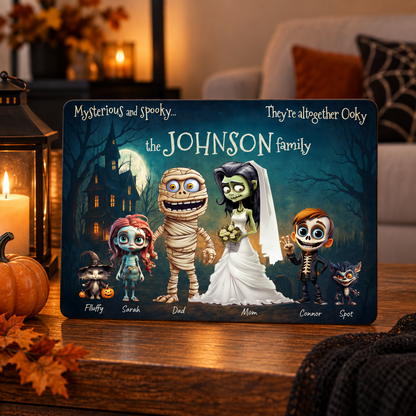 Personalized Halloween Family Sign - Spooky Monster Wooden Name Art