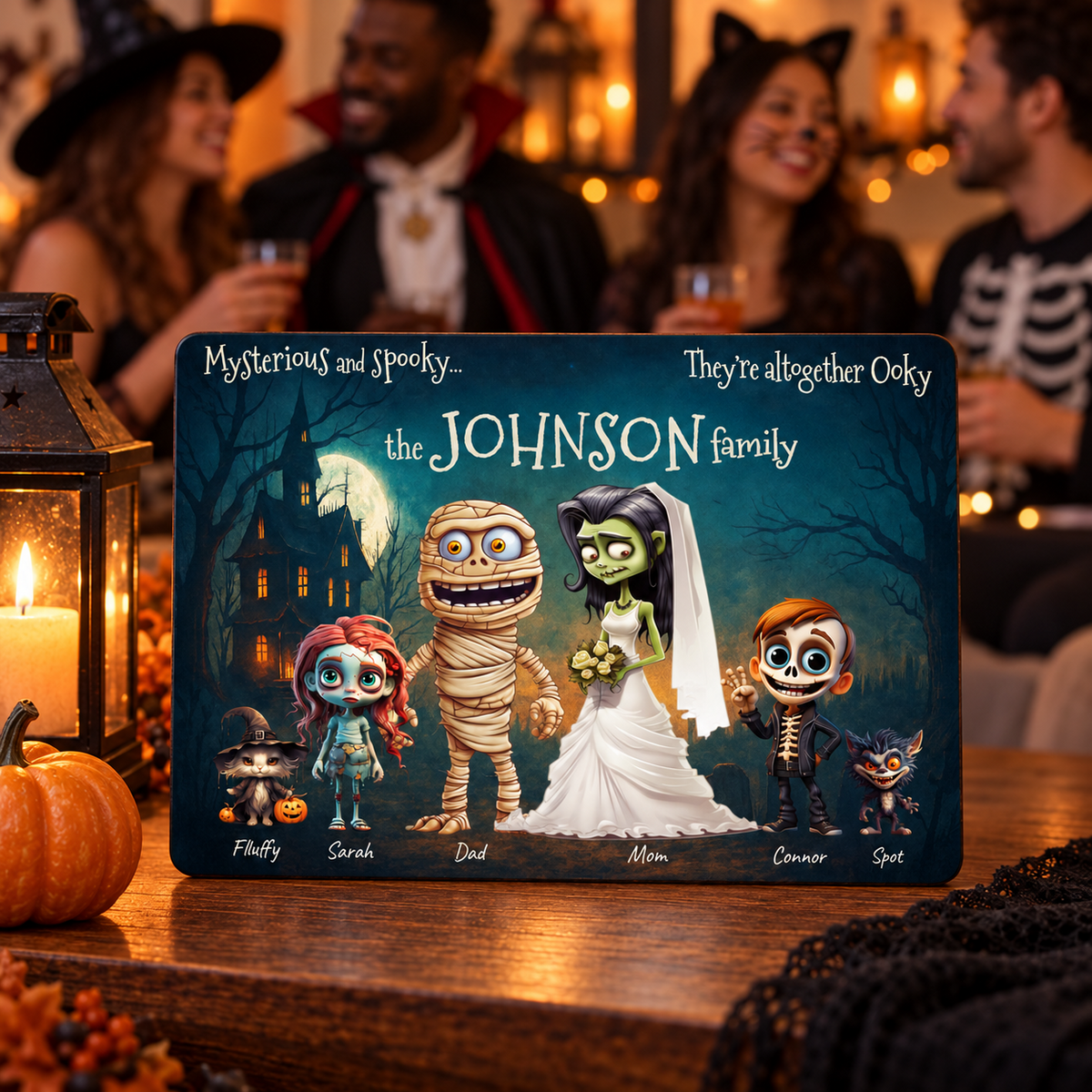 Personalized Halloween Family Sign - Spooky Monster Wooden Name Art