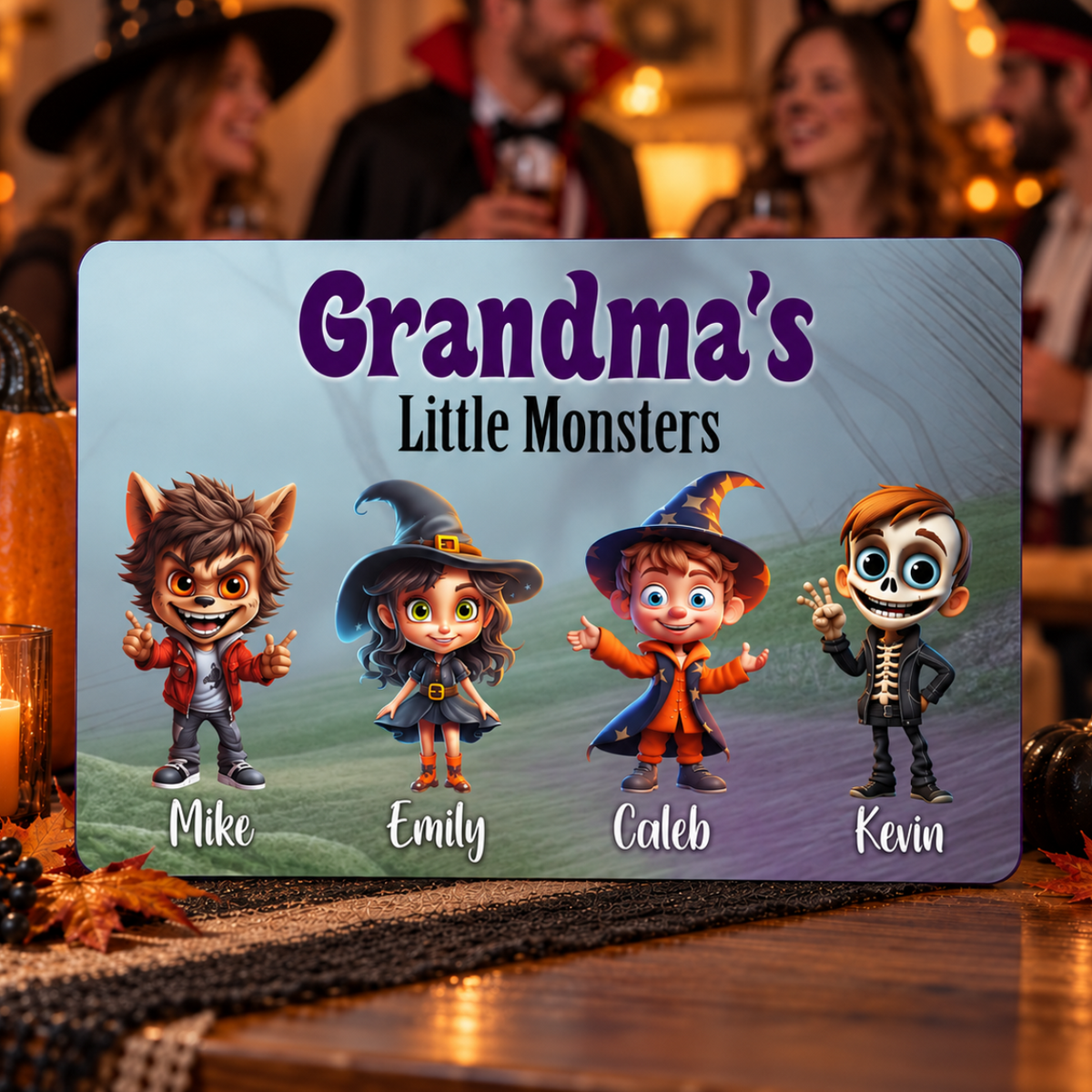 Personalized Halloween Sign - Grandma's Little Monsters Grandparent Gift